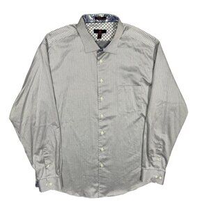 Egara Dress Shirt Non-Iron Slim Fit Long Sleeve Paisley Cuffs Striped 3XLT